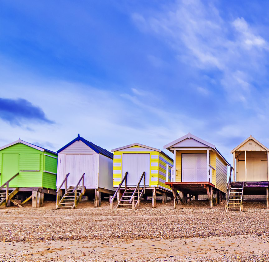 Photo of beach huts in Southend-on-Sea Borough Council where Agilisys delivered a track and trace CMS